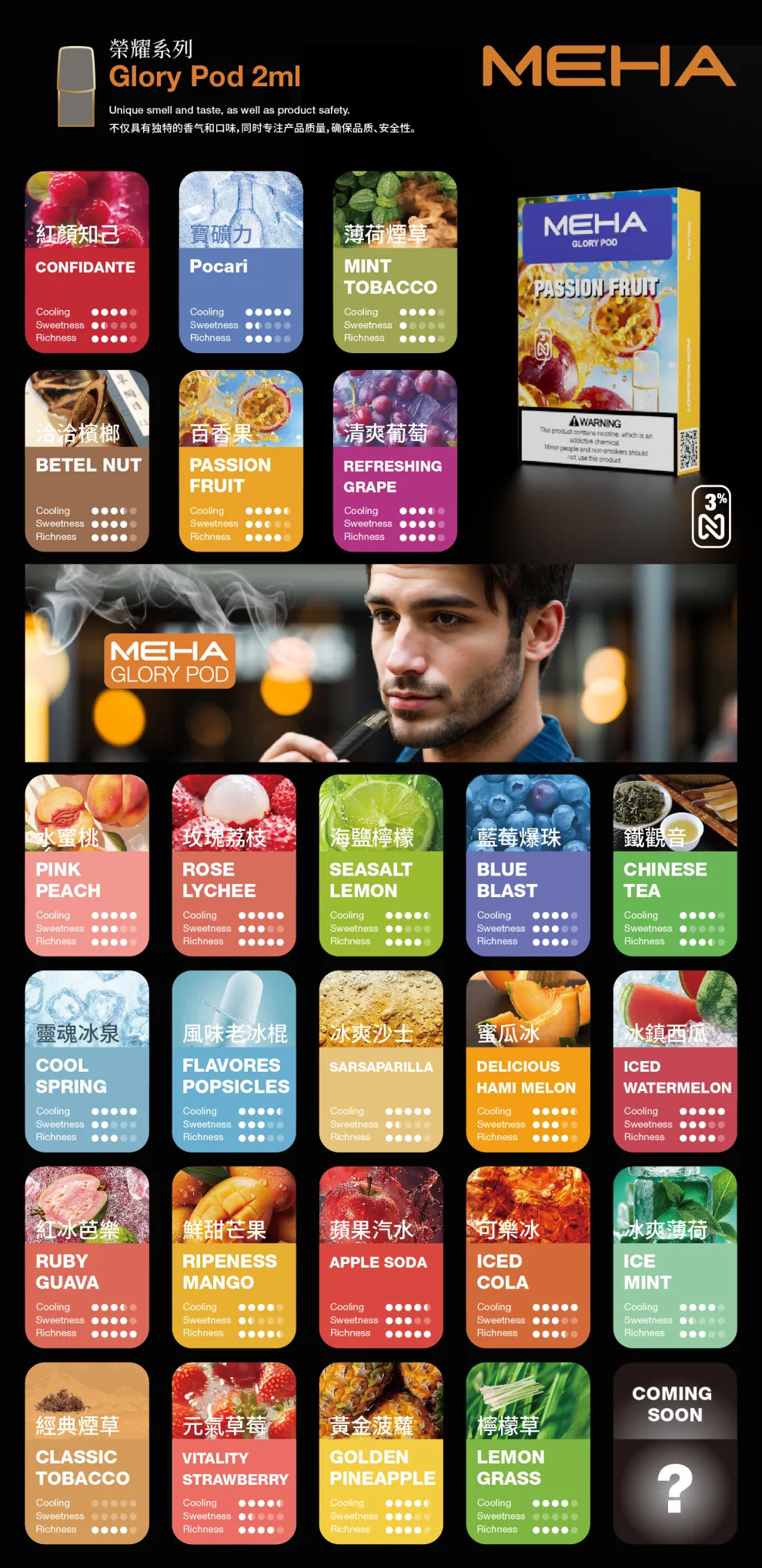 MEHA魅嗨煙彈3顆裝全口味展示